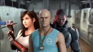 commander agent and tifa in front of gym